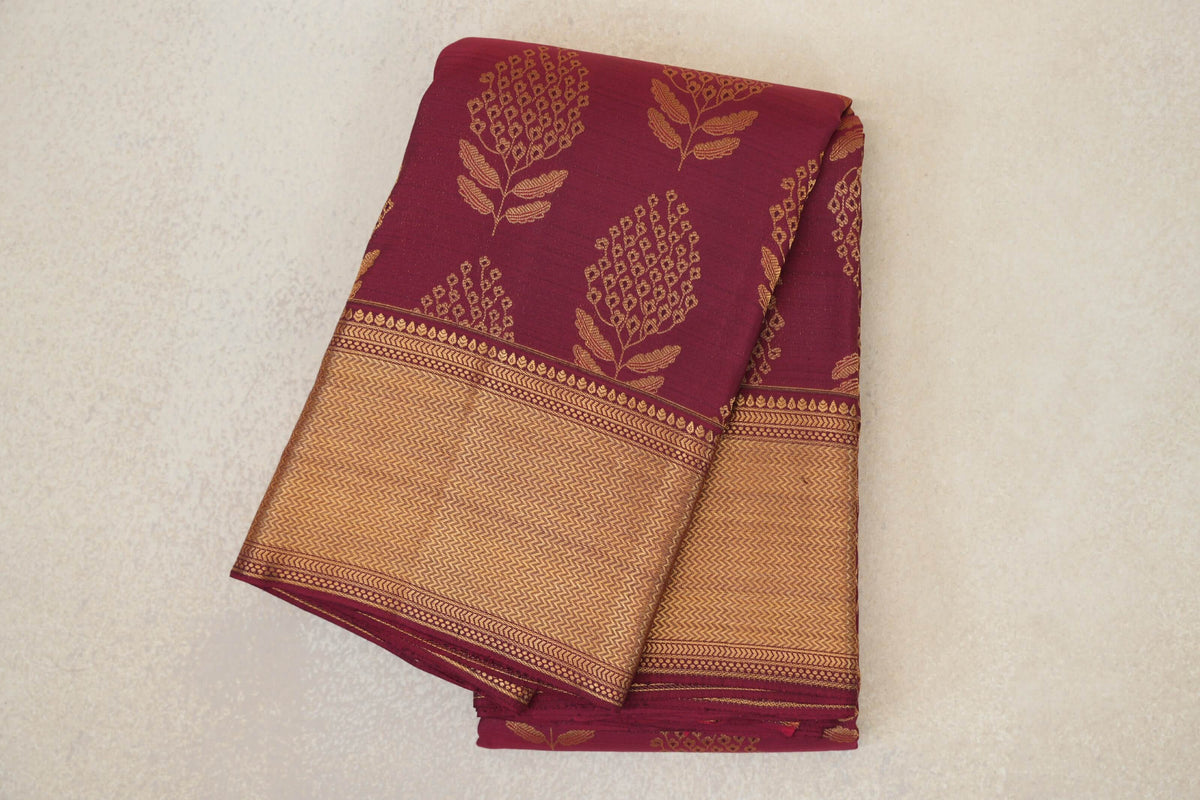 Reddish Maroon Kanjivaram Silk Saree by Tharakaram PSTK040181