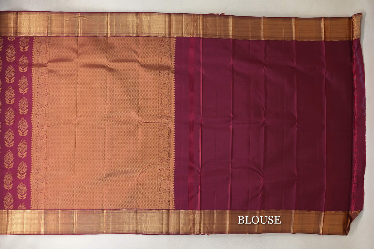 Reddish Maroon Kanjivaram Silk Saree by Tharakaram PSTK040181