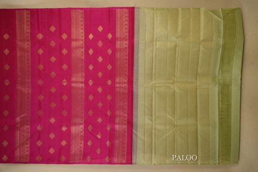 Pink Kanjivaram Silk Saree paloo