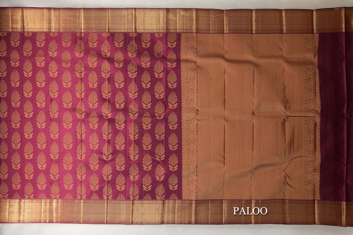 Reddish Maroon Kanjivaram Silk Saree by Tharakaram PSTK040181