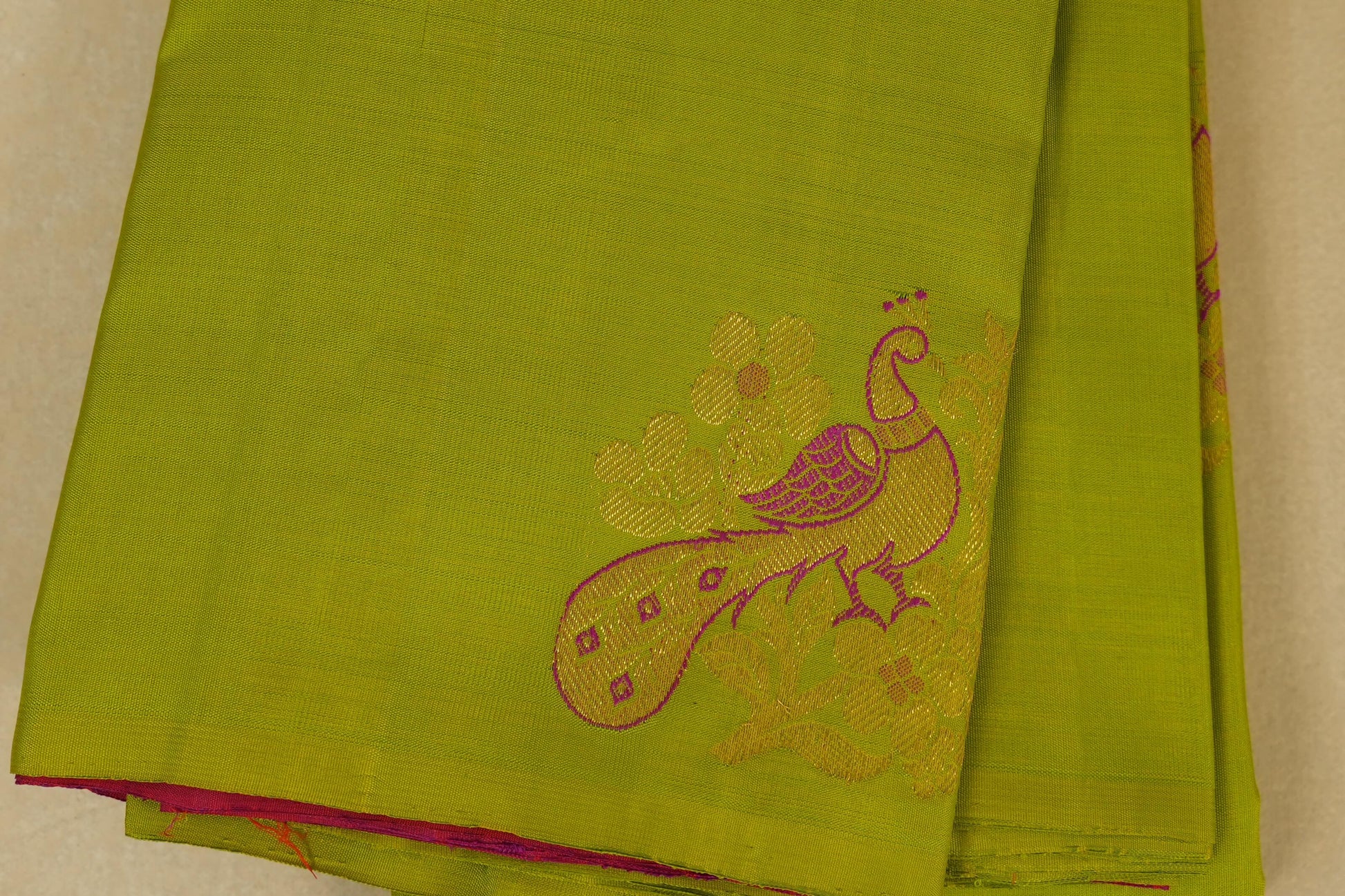Parrot Green Kanjivaram Silk Saree body