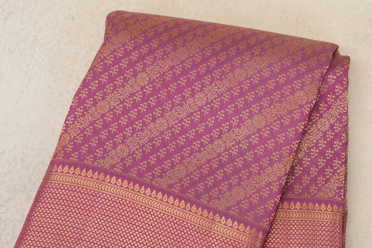 Dark Dusty Pink Kanjivaram Silk Saree by Tharakaram PSTK040182