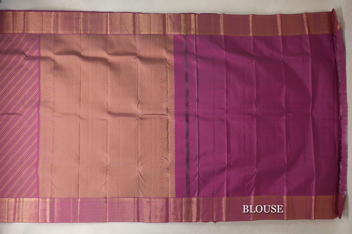 Dark Dusty Pink Kanjivaram Silk Saree by Tharakaram PSTK040182