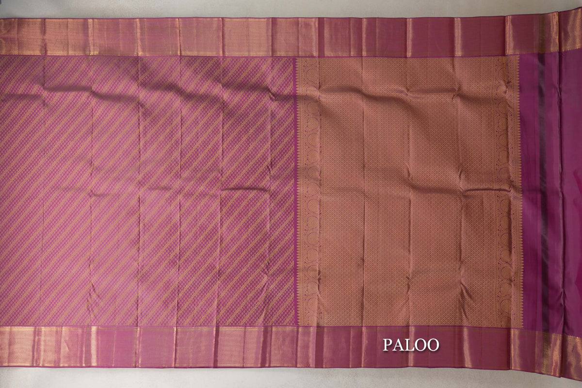 Dark Dusty Pink Kanjivaram Silk Saree by Tharakaram PSTK040182