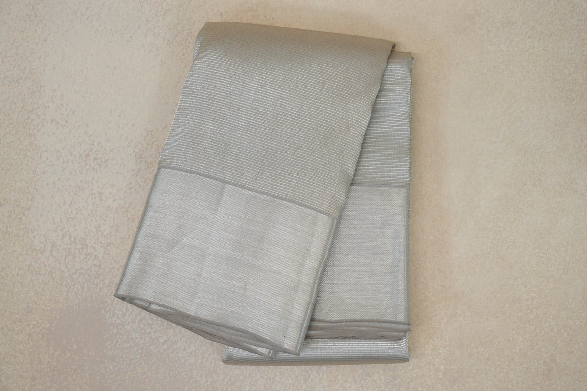 Pearl Silver Kanjivaram Silk Saree by Tharakaram PSTK040183