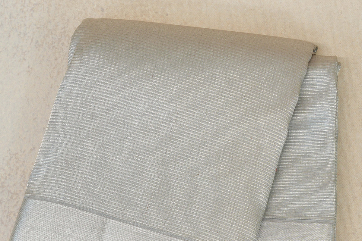 Pearl Silver Kanjivaram Silk Saree by Tharakaram PSTK040183