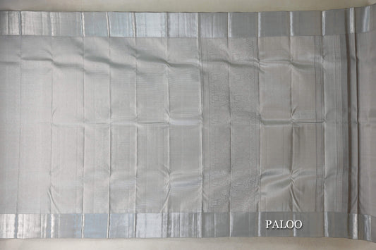 Pearl Silver Kanjivaram Silk Saree by Tharakaram PSTK040183