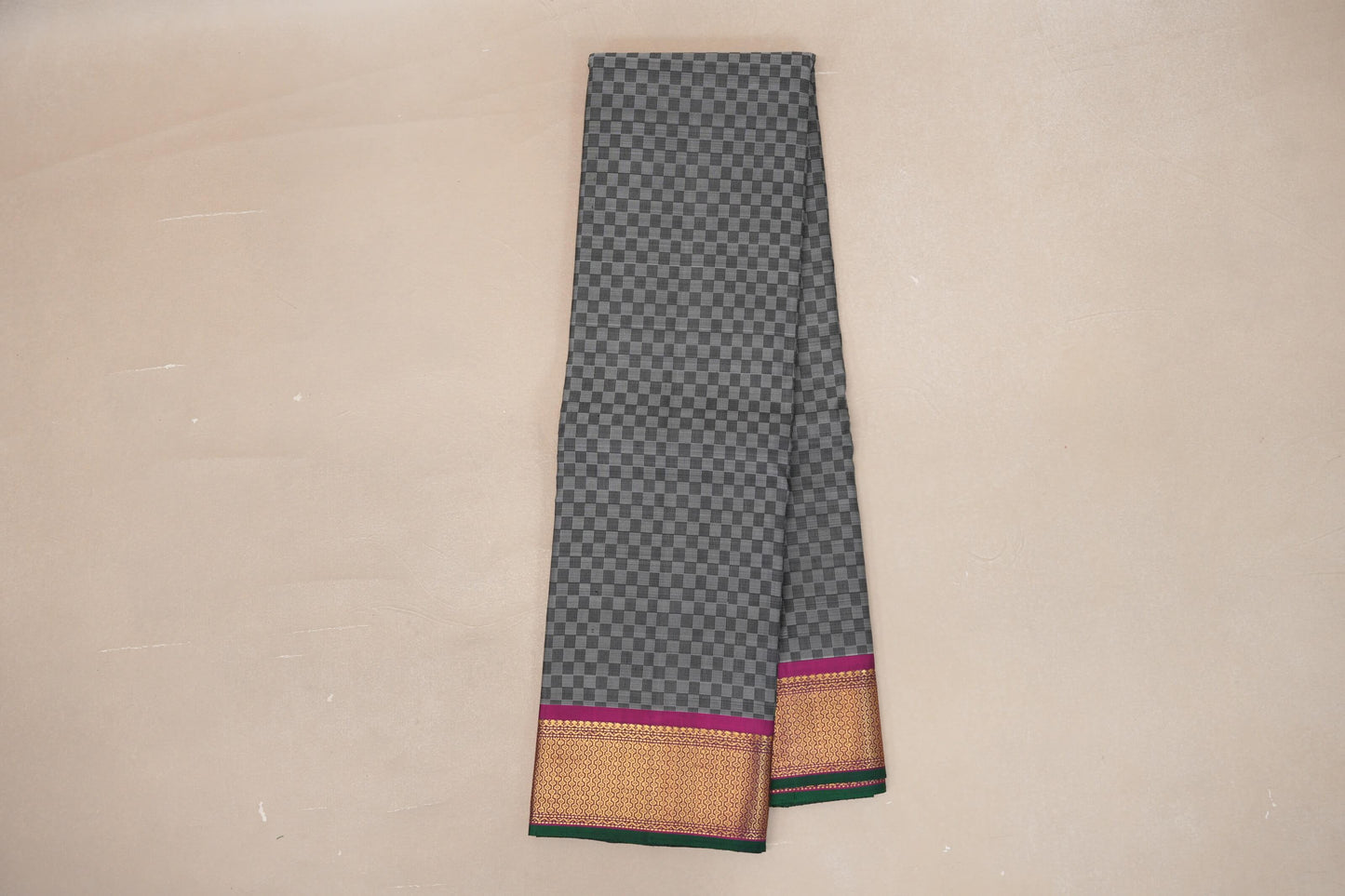 Black and Grey Checks  Vintage Kanjivaram Silk Saree online