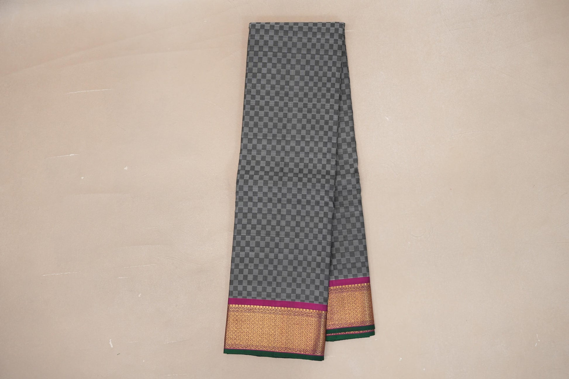 Black and Grey Checks  Vintage Kanjivaram Silk Saree online