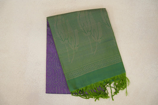 Purple with Dual Tone of Green and Blue Borders Soft Silk Saree by Tharakaram PSTK040184