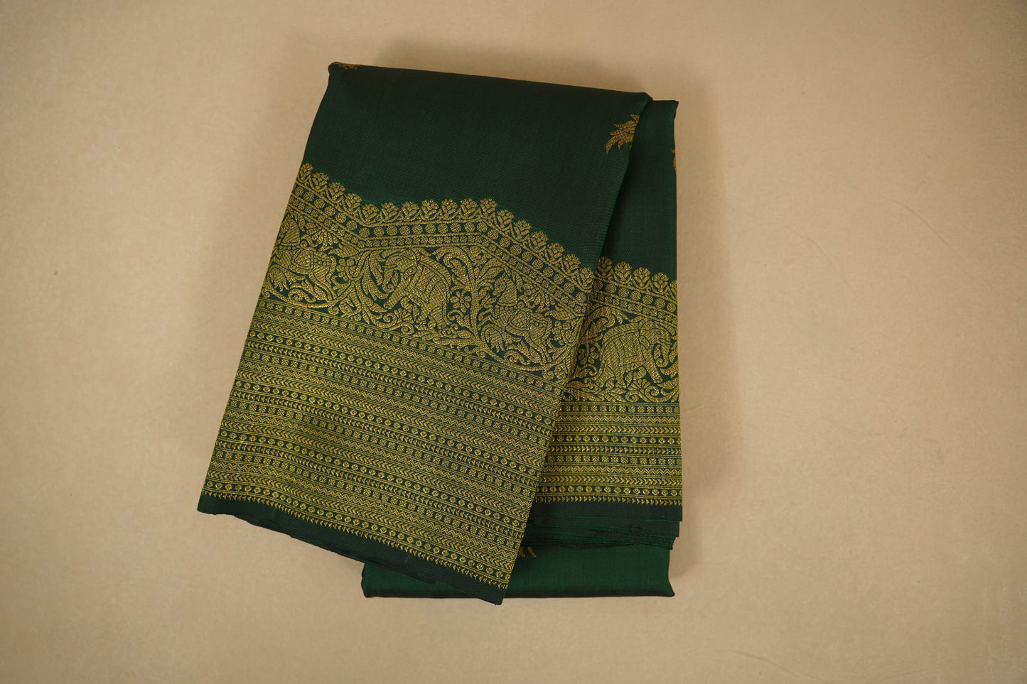 Dark bottle green vintage kanjivaram silk saree