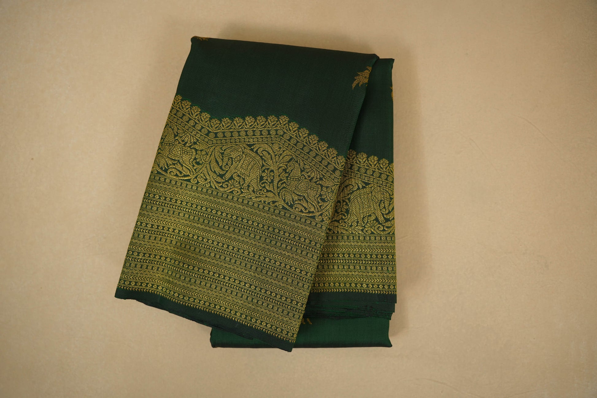 Dark bottle green vintage kanjivaram silk saree
