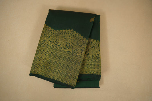 Dark bottle green vintage kanjivaram silk saree