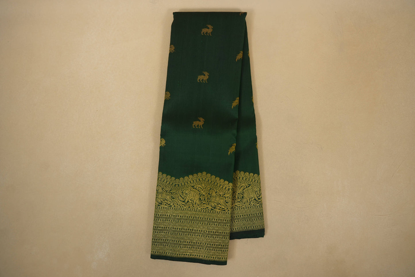 Dark Bottle Green Vintage Kanjivaram Silk Saree by Shreenivas Silks PSSR017912