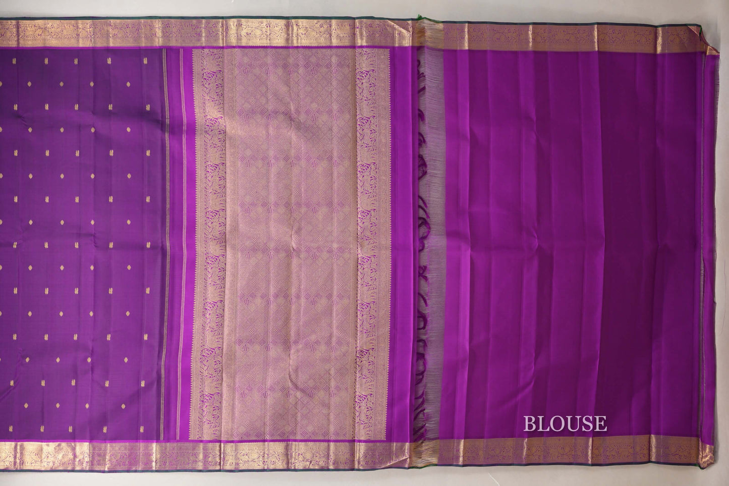 Deep Violet Purple Vintage Kanjivaram Silk Saree blouse