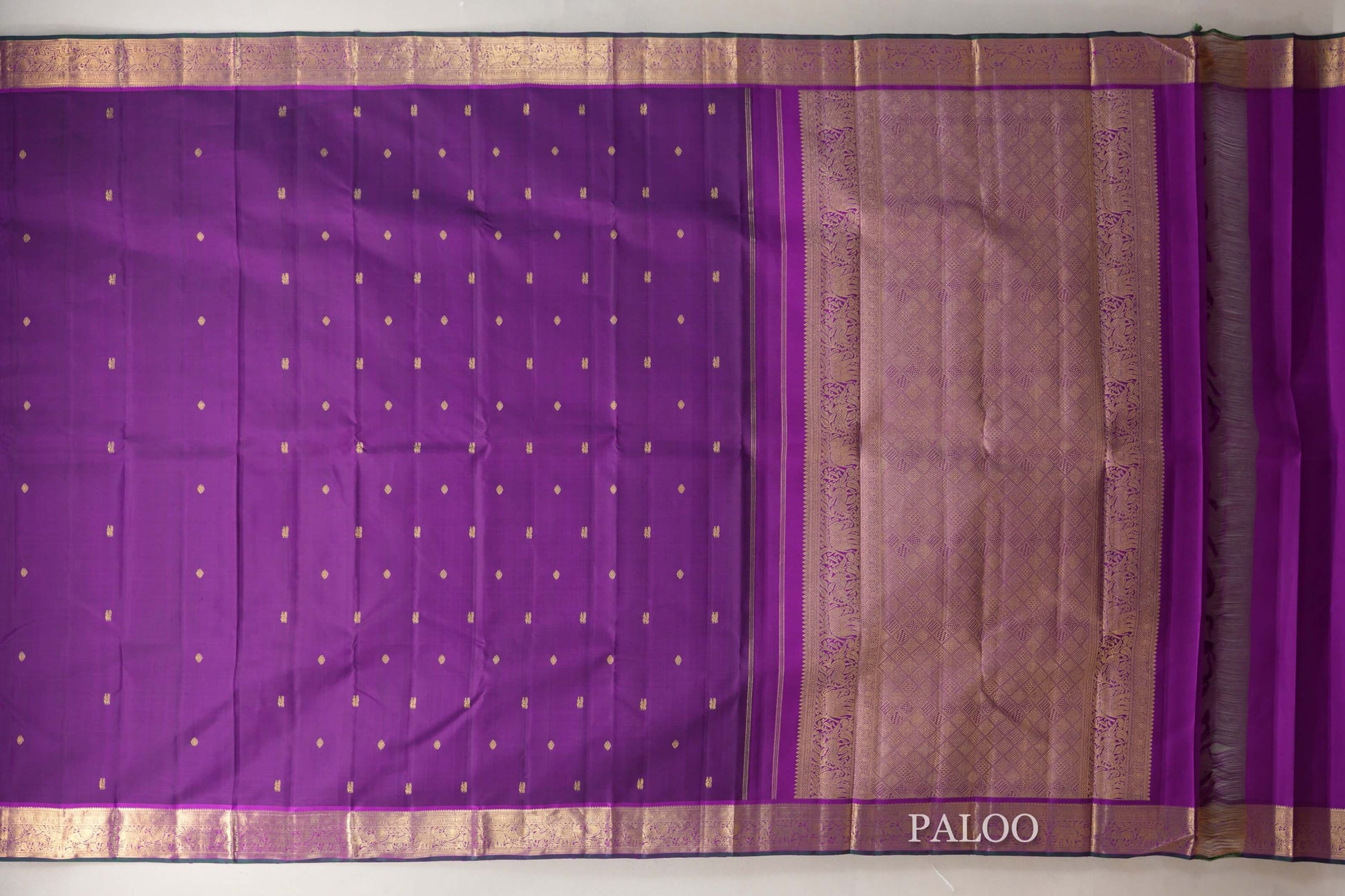 Deep Violet Purple Vintage Kanjivaram Silk Saree paloo