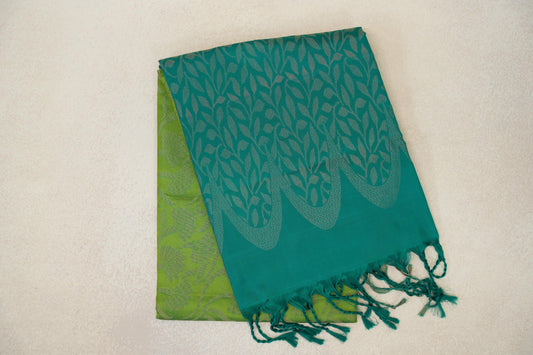 Parrot Green with Teal Green Borders Soft Silk Saree by Tharakaram PSTK040187