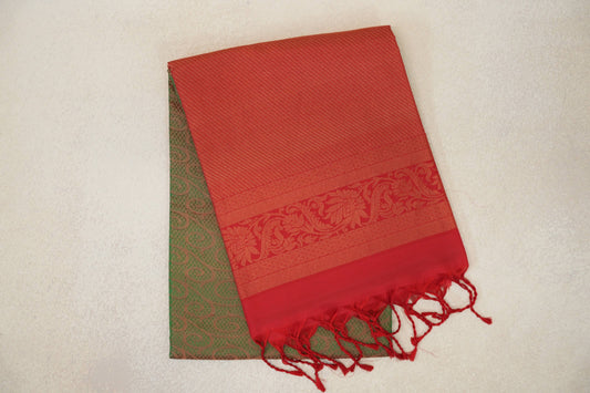Manthulir with Bright Red Borders Soft Silk Saree by Tharakaram PSTK040188