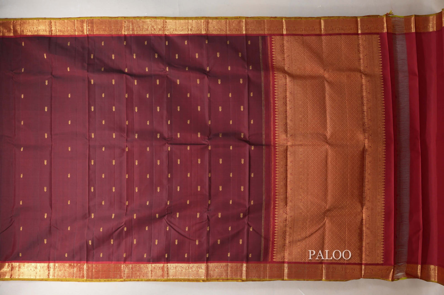 Reddish Maroon Vintage Kanjivaram Silk Saree paloo