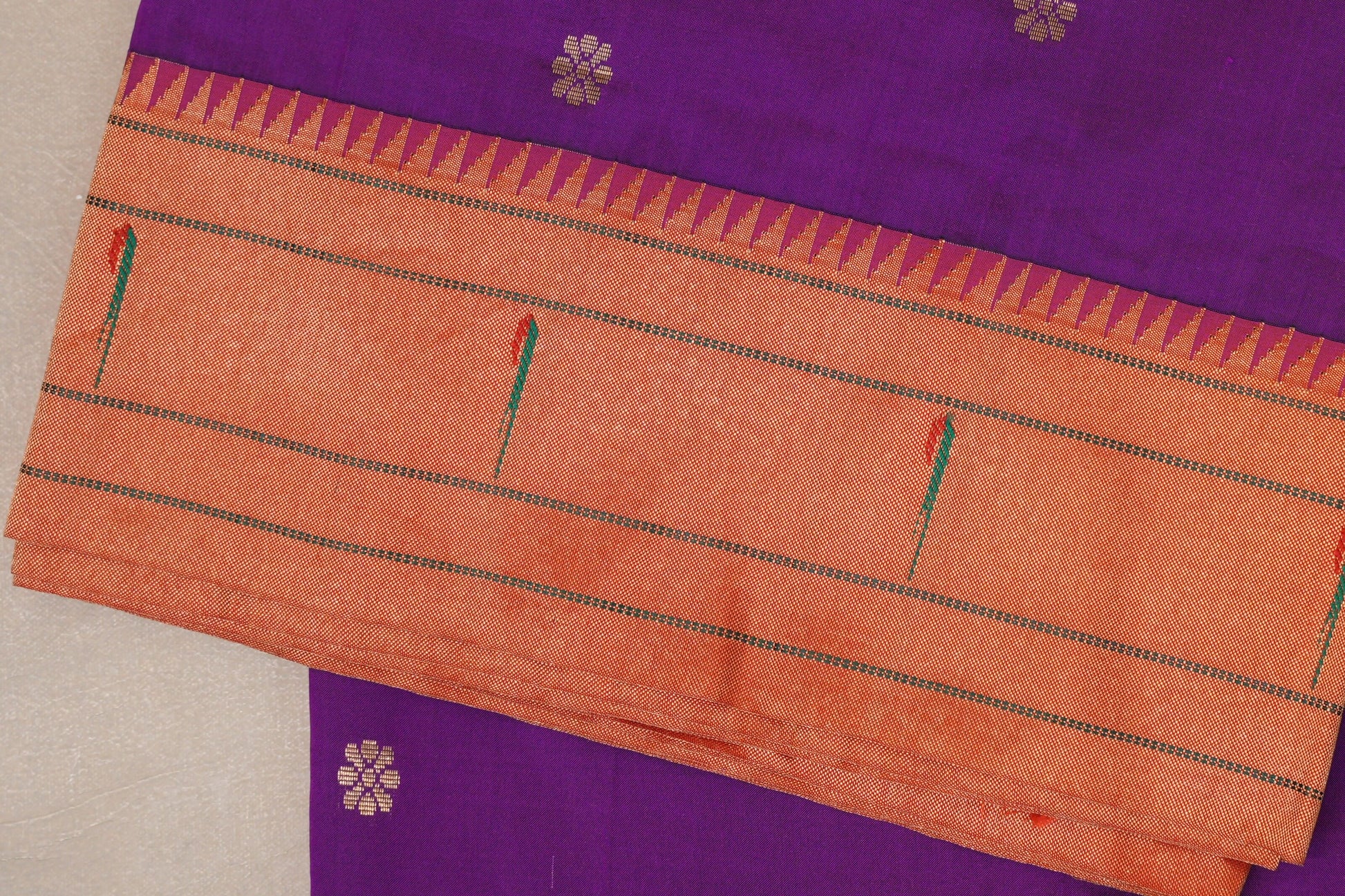 Violet Purple Paithani Inspired Soft Silk Saree border zoom