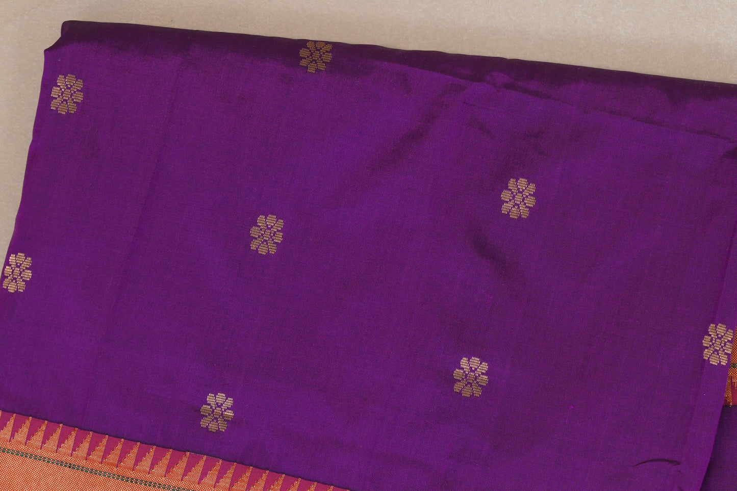 Violet Purple Paithani Inspired Soft Silk Saree body zoom