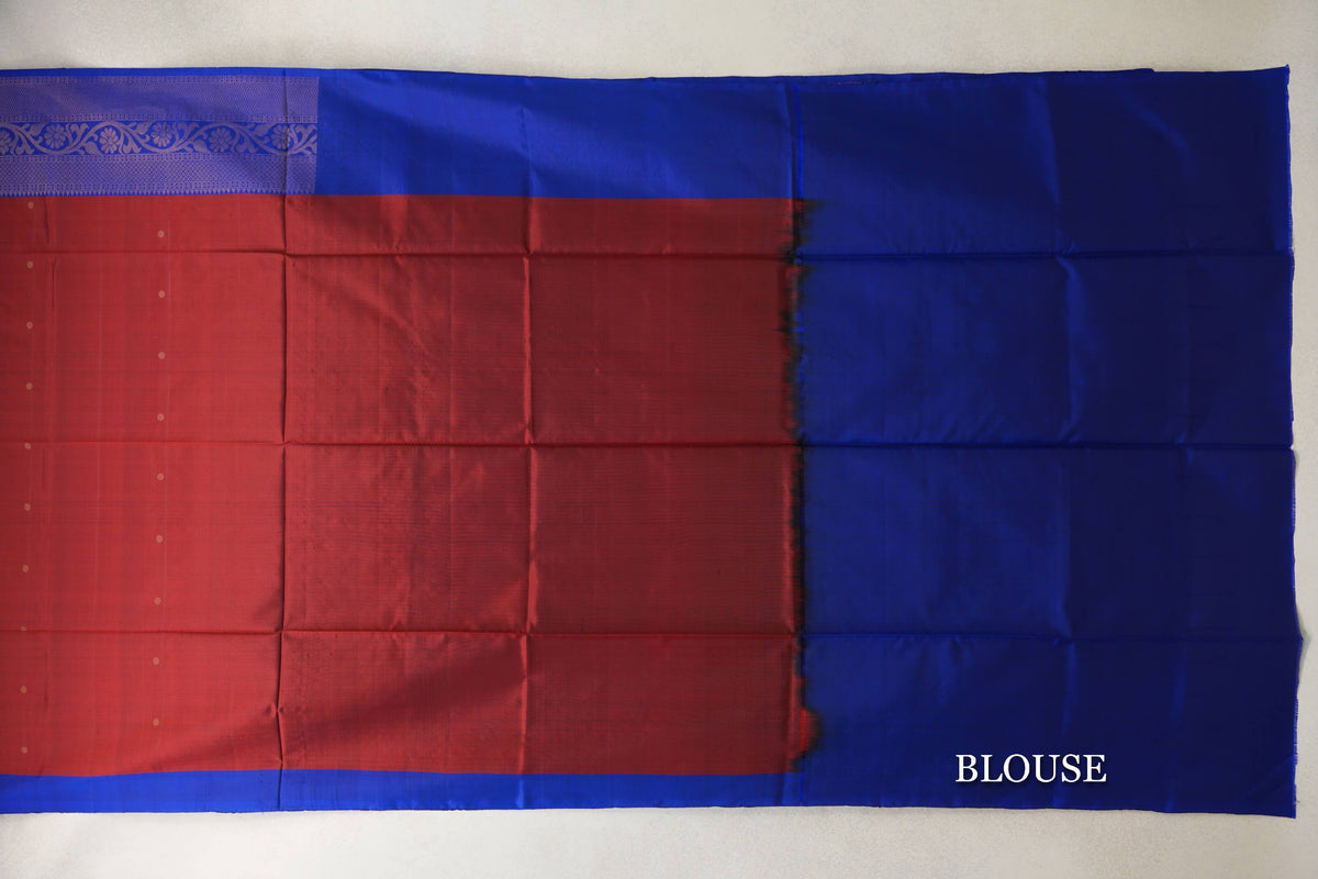 Deep Maroon with Deep Blue Borders Soft Silk Saree by Tharakaram PSTK040193