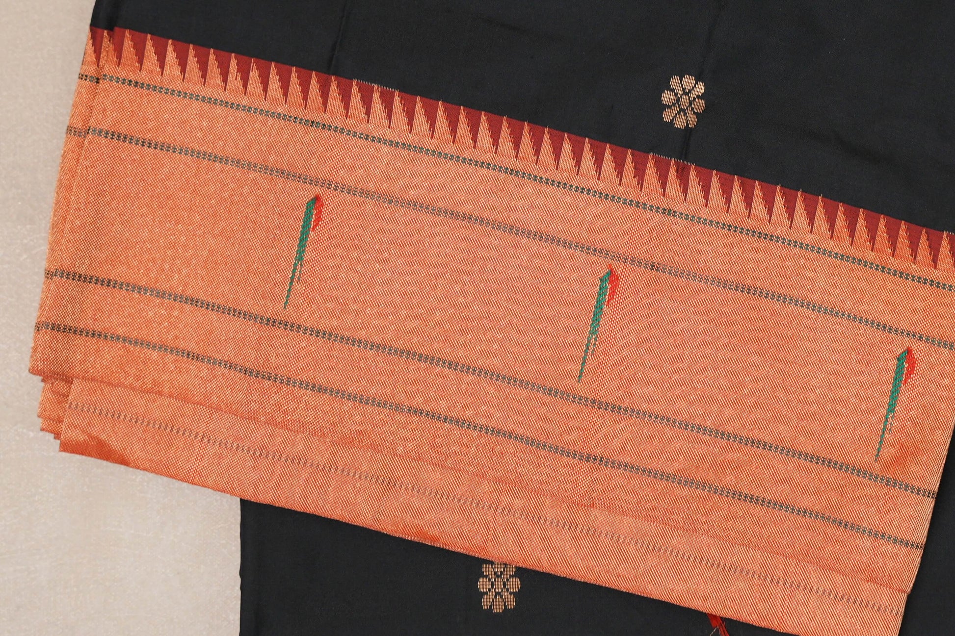 Black Paithani Inspired Soft Silk Saree border zoom
