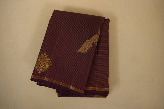 Burgundy maroon vintage kanjivaram silk saree