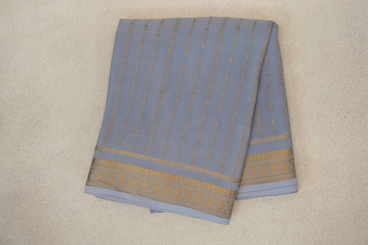 Grey Blue Mysore Silk Saree by Shreenivas Silks PSSR0110121