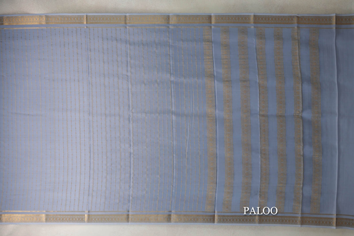 Grey Blue Mysore Silk Saree by Shreenivas Silks PSSR0110121