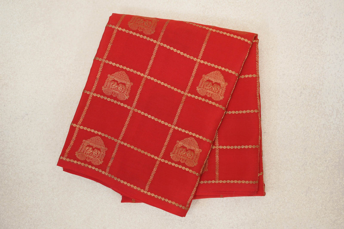 Tomato Red Mysore Silk Saree by Shreenivas Silks PSSR0110122