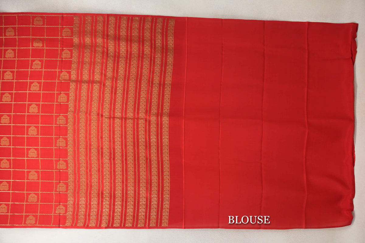 Tomato Red Mysore Silk Saree by Shreenivas Silks PSSR0110122