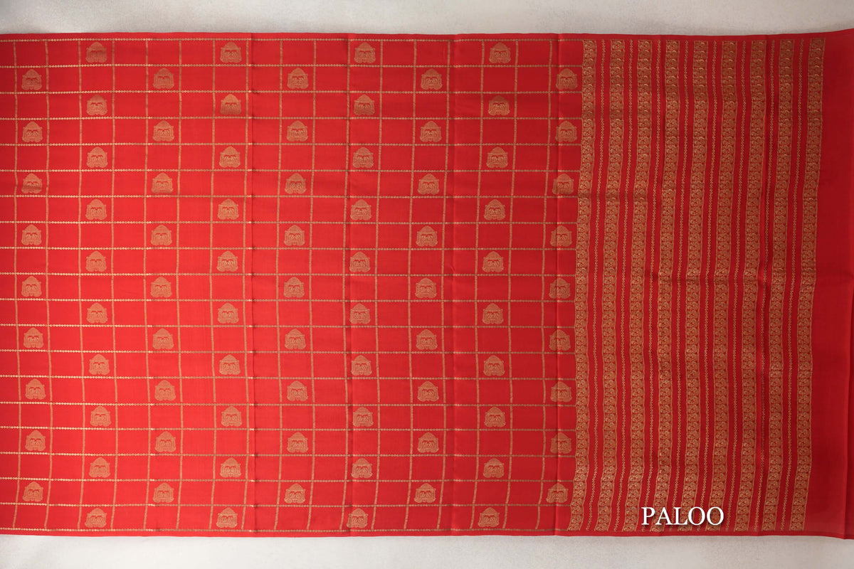 Tomato Red Mysore Silk Saree by Shreenivas Silks PSSR0110122