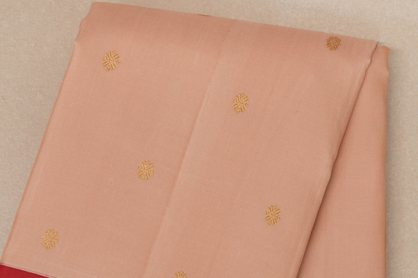 Sandal beige with  Red with Manthulir selvedge borders Vintage Kanjivaram Silk Saree by Shreenivas Silks PSSR018980
