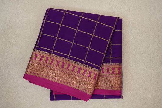 Violet Purple with Rani Pink Borders Mysore Silk Saree by Shreenivas Silks PSSR0110125