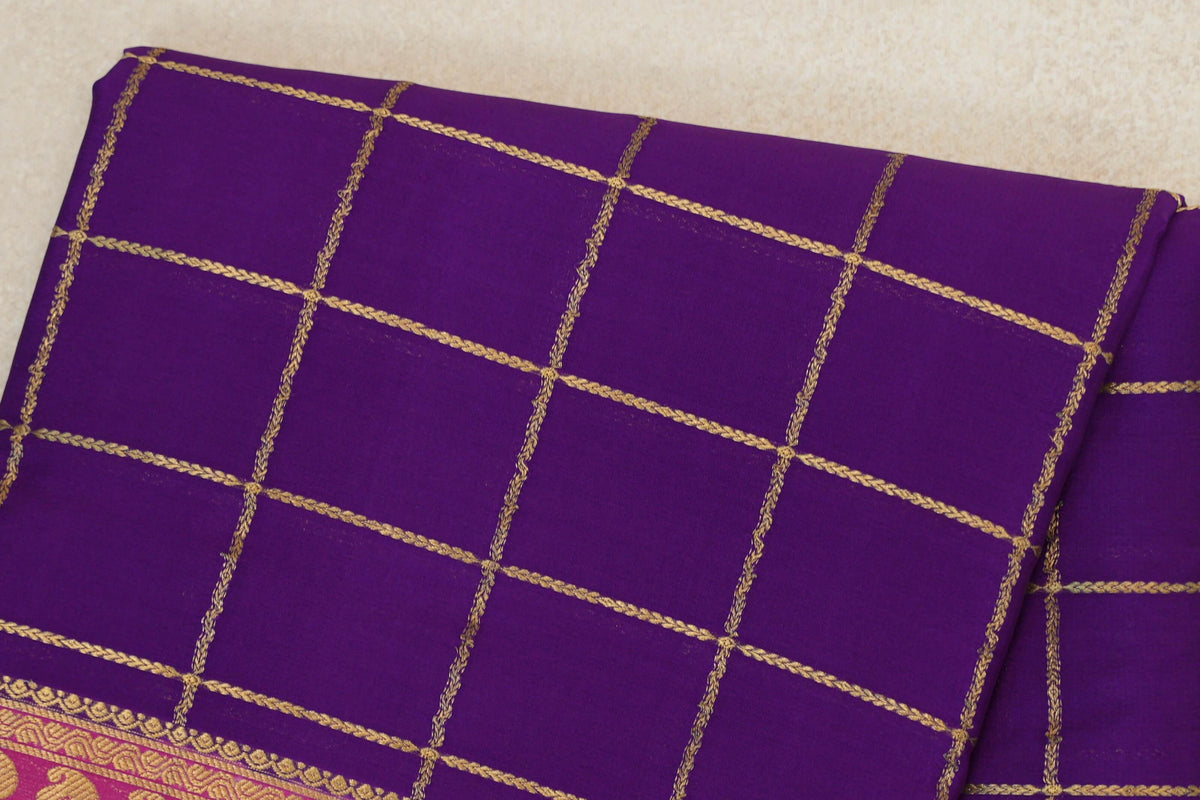 Violet Purple with Rani Pink Borders Mysore Silk Saree by Shreenivas Silks PSSR0110125