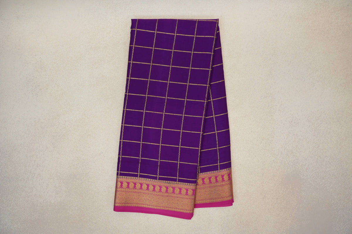 Violet Purple with Rani Pink Borders Mysore Silk Saree by Shreenivas Silks PSSR0110125