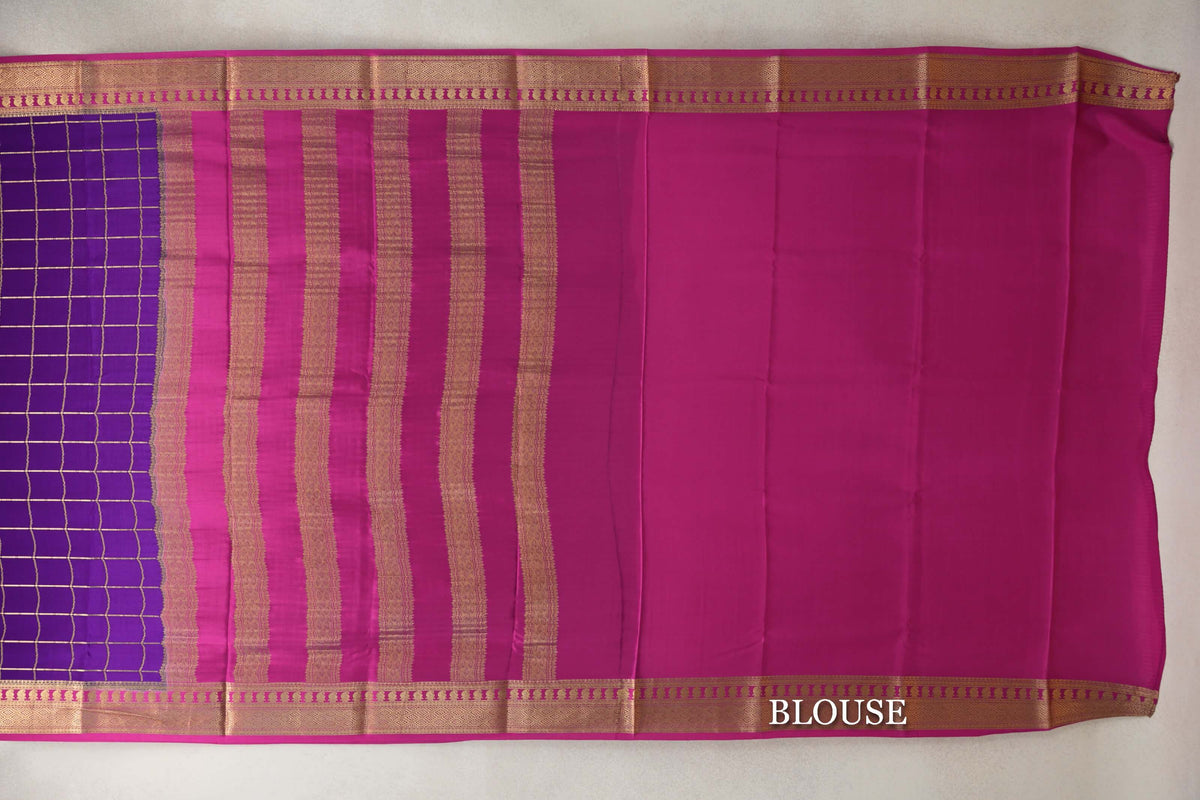 Violet Purple with Rani Pink Borders Mysore Silk Saree by Shreenivas Silks PSSR0110125
