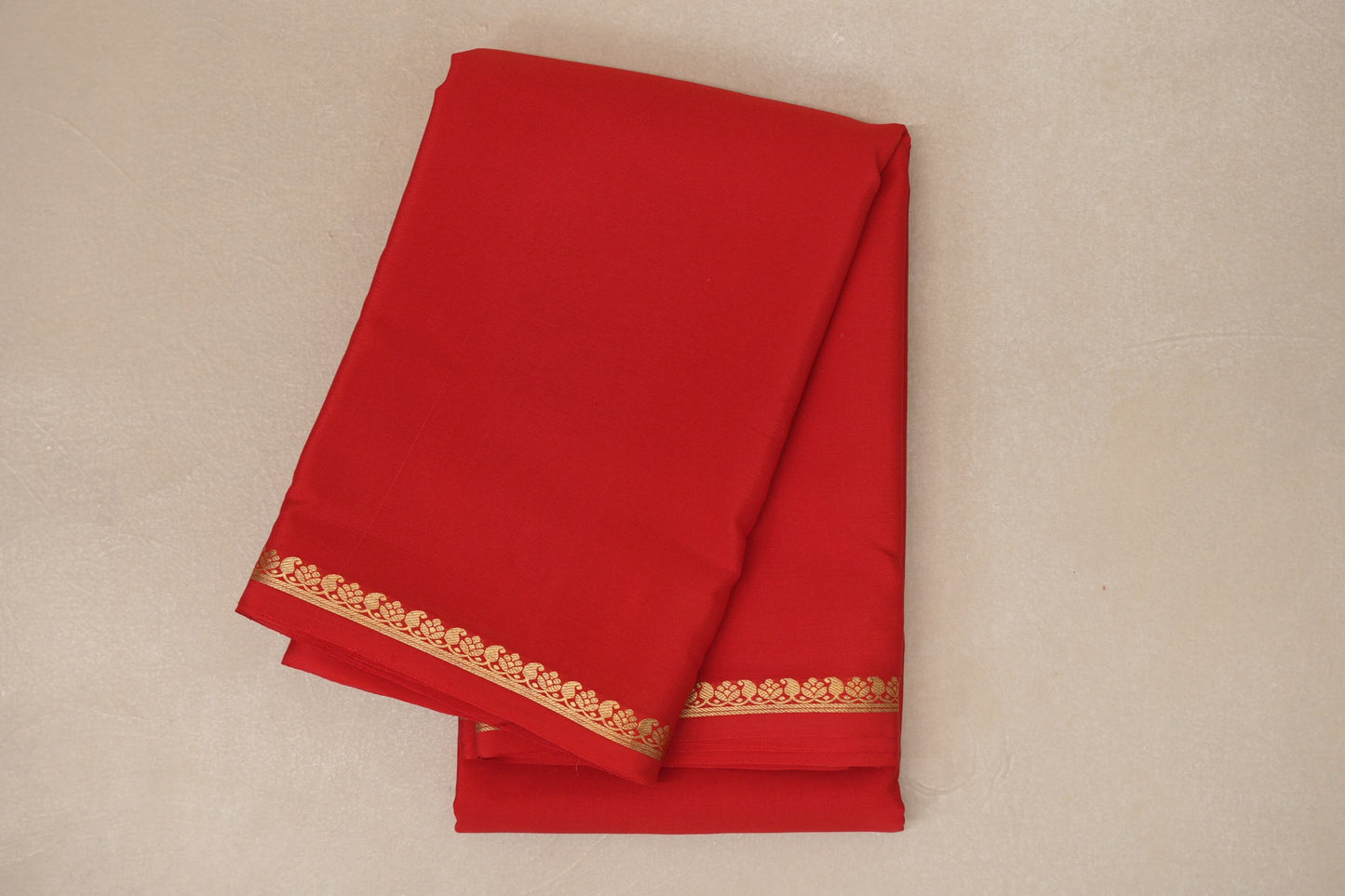 Bright Red Mysore Silk Saree PSSR018983