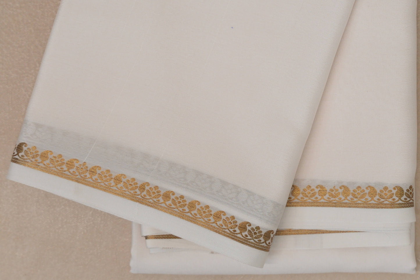 Milk White Mysore Silk Saree PSSR018985