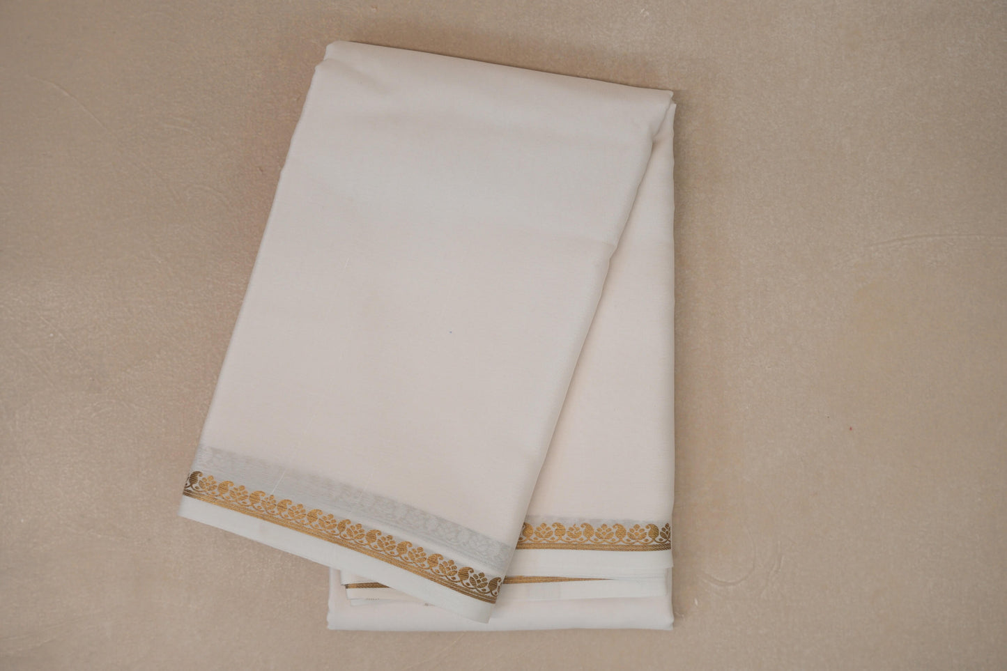 Milk White Mysore Silk Saree PSSR018985