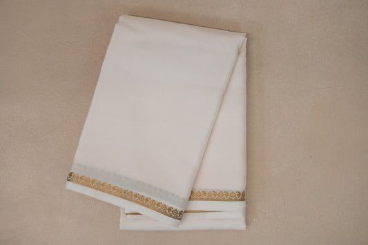 Milk White Mysore Silk Saree PSSR018985