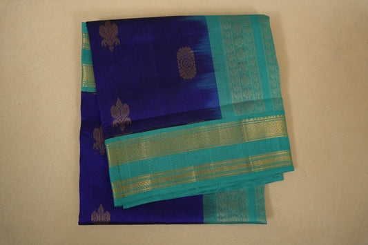 Dark blue vintage silk cotton saree