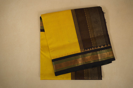Lemon yellow vintage silk cotton saree
