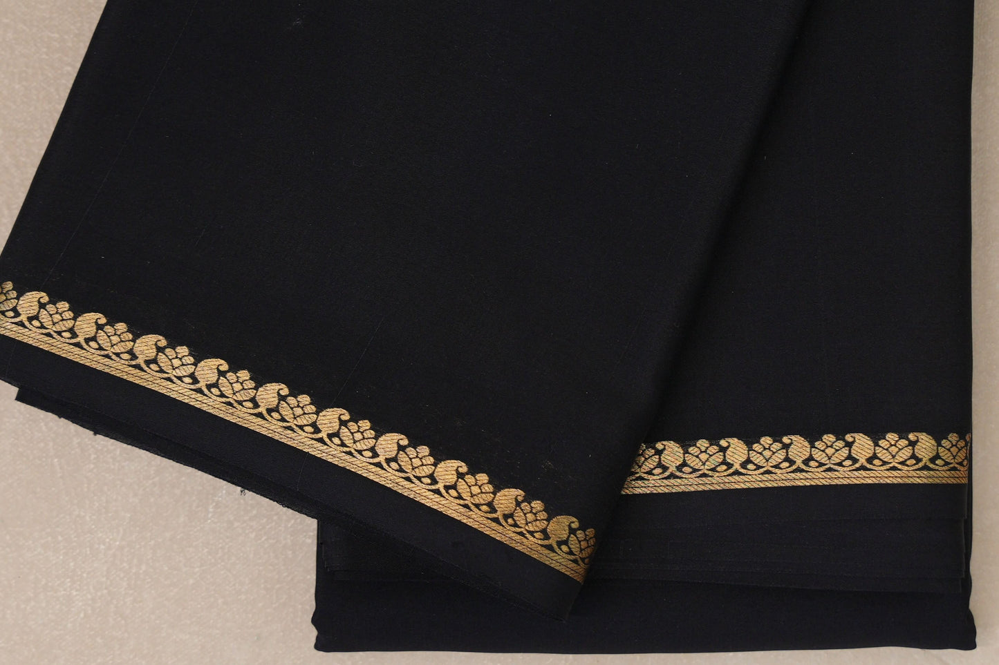 Deep Black Mysore Silk Saree PSSR018990
