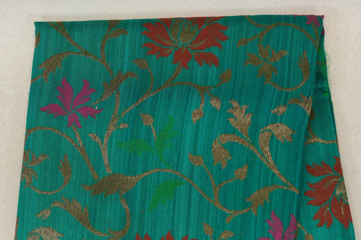 Teal Green Banarasi Silk Saree body zoom