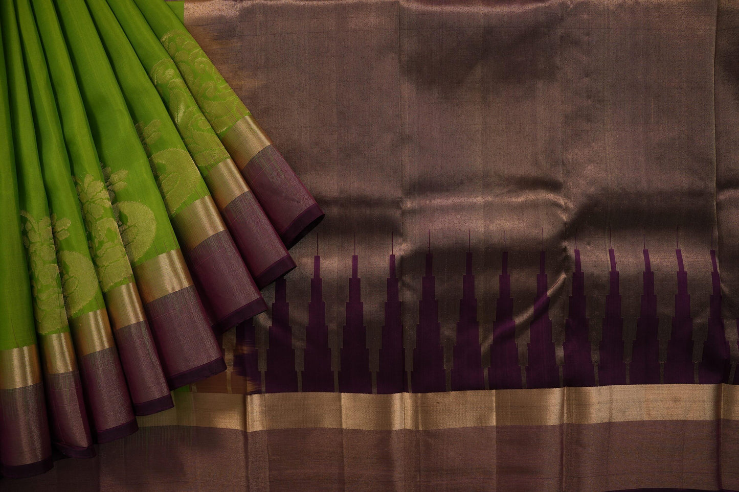 Parrot green kanchipuram silk saree