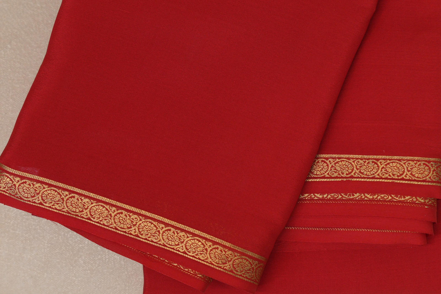 Bright Red Mysore Silk Saree PSSR018992