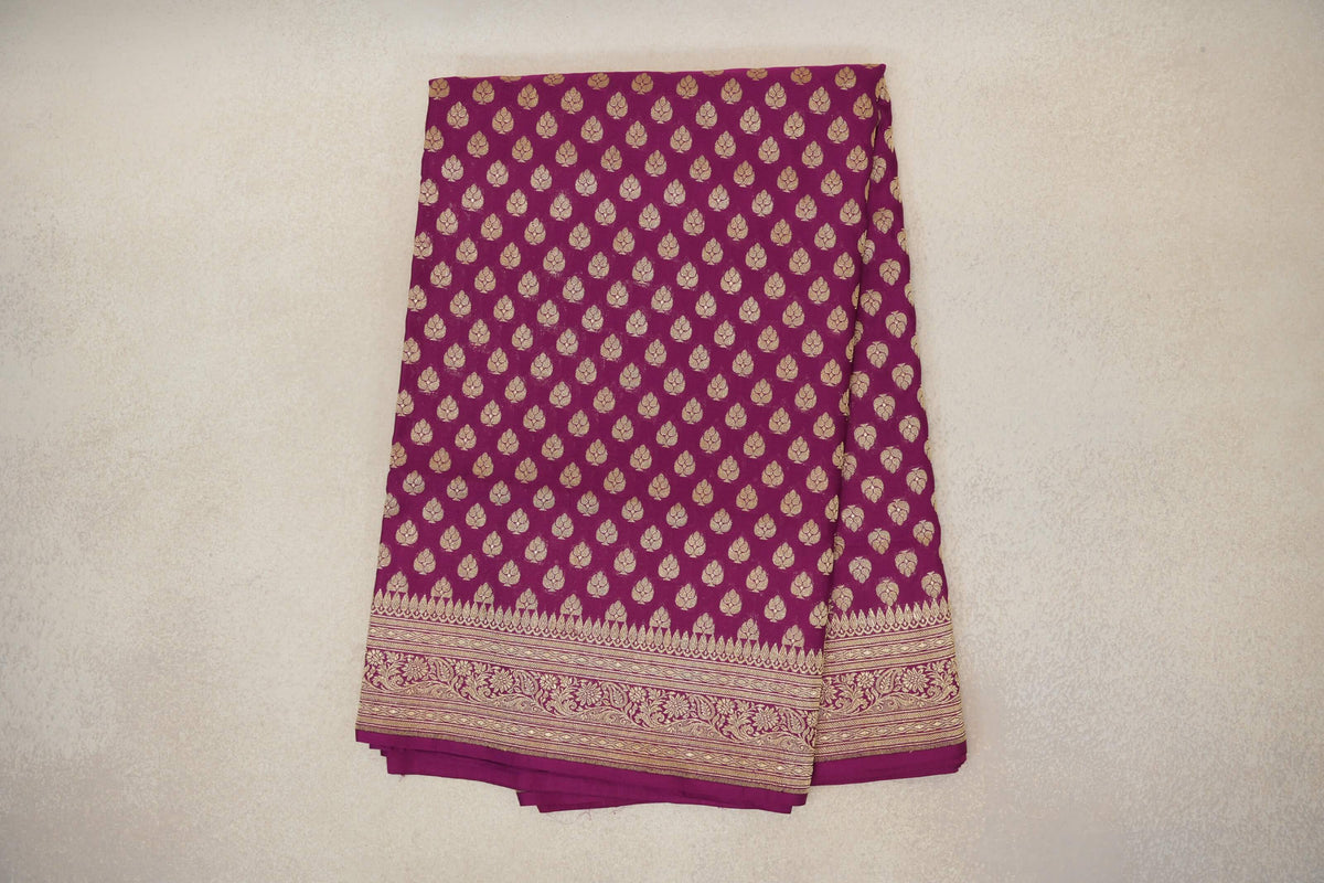 folded Deep Magenta Banarasi Silk Saree 