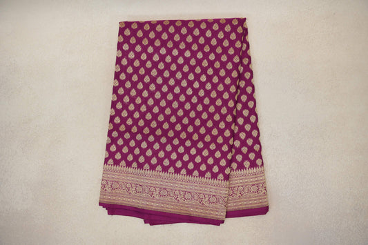 folded Deep Magenta Banarasi Silk Saree 